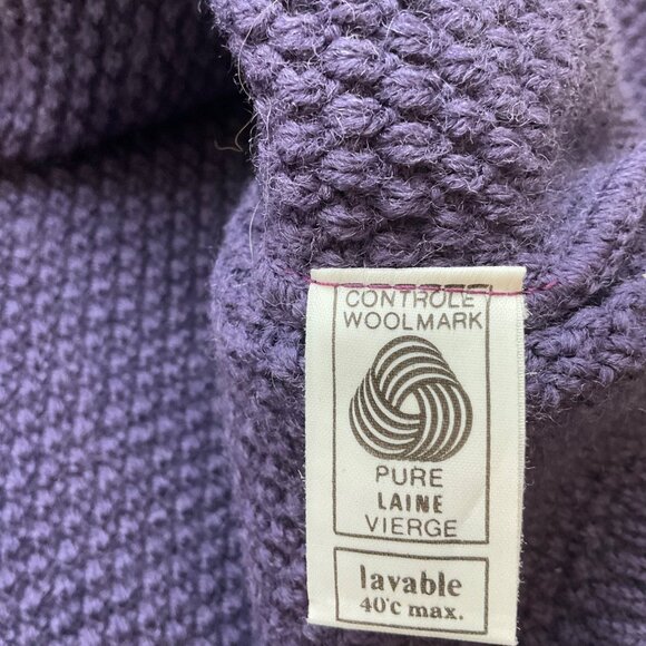 Blarney Woolen Mills Small Purple Knit Cardigan Chain Pockets Wool Old Money - Picture 4 of 10